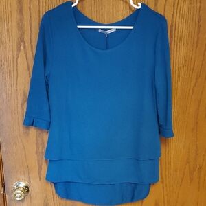 Arianna By Howards 3/4 Sleeve Tiered Sweater Top